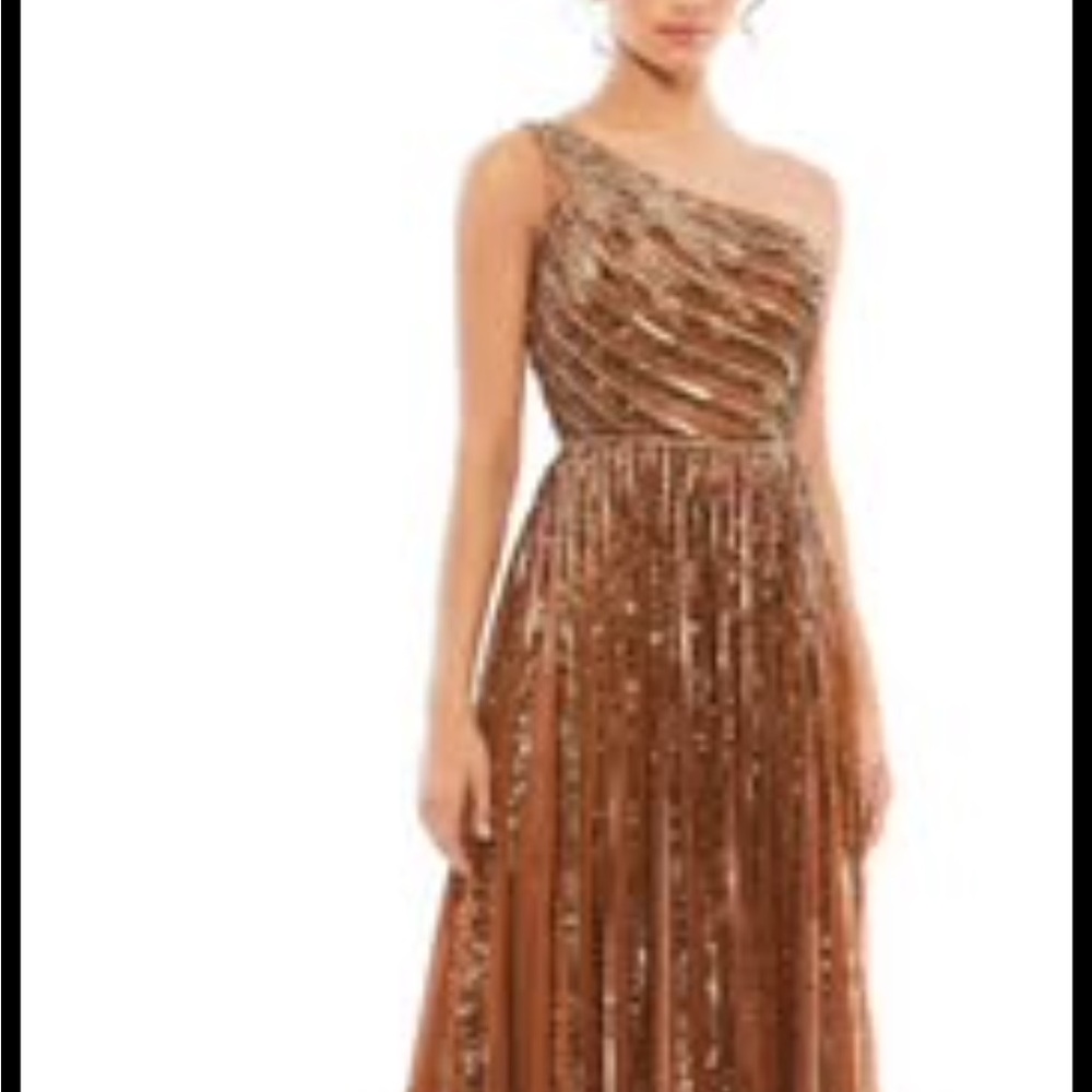 Mac Duggal Amazing Beaded Copper Prom Formal Gown Dress Size 6